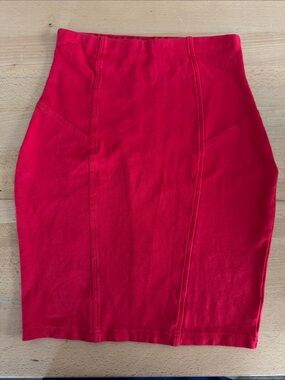 Vintage Cristina 80s Red High-Waist Stretch Pencil Skirt